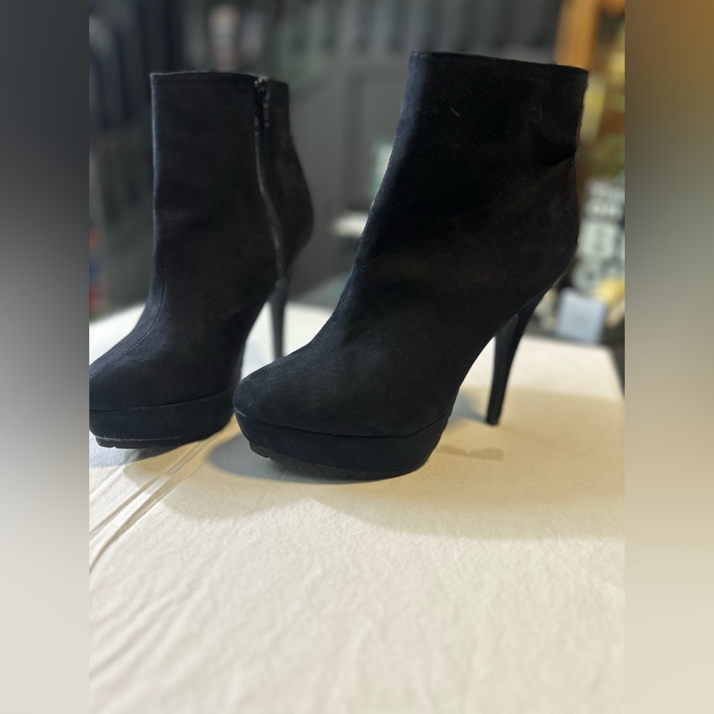 Black Stiletto Heeled Ankle Boots - Picture 15 of 15